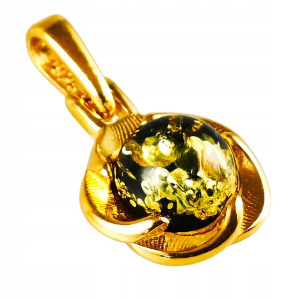 Wisiorek Srebrny z Bursztynem Bałtyckim Złoty Pozłacany Srebro