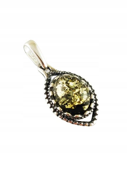 Wisiorek srebrny z bursztynem zawieszka srebro oksydowane