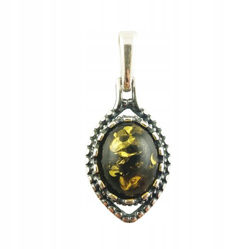 Wisiorek srebrny z bursztynem zawieszka srebro oksydowane