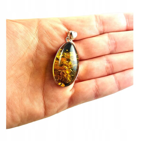 WISIOREK SREBRNY z CERTYFIKOWANYM Bursztynem NIEPOWTARZALNY SREBRO 925