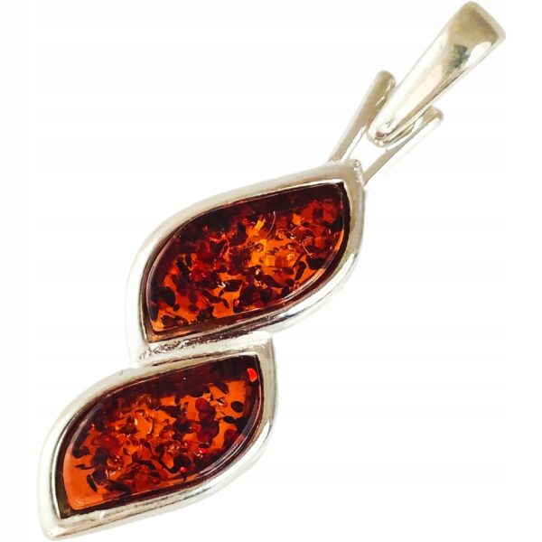 PIĘKNY SREBRNY WISIOREK Z BURSZTYNEM ZAWIESZKA SREBRO 925
