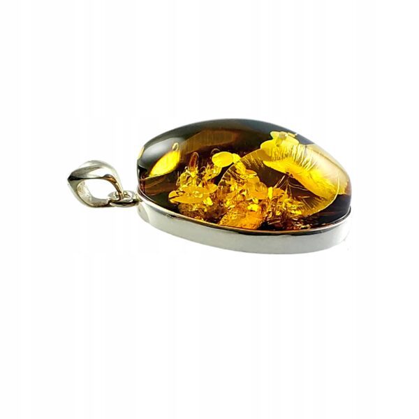 WISIOREK SREBRNY z CERTYFIKOWANYM Bursztynem NIEPOWTARZALNY SREBRO 925