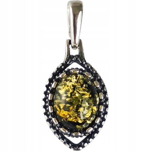 Wisiorek srebrny z bursztynem zawieszka srebro oksydowane