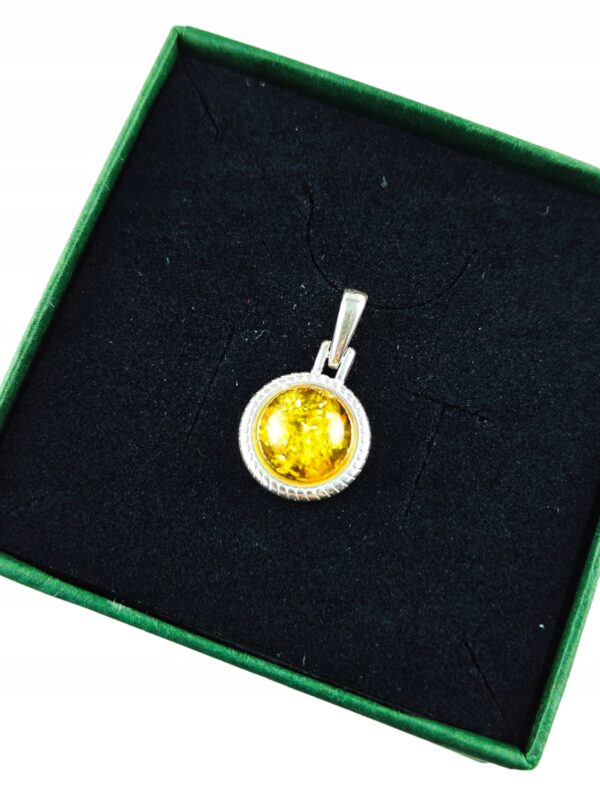 WISIOREK SREBRNY Z BURSZTYNEM BAŁTYCKIM ZAWIESZKA OKRĄGŁY SREBRO 925