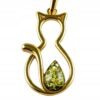 Wisiorek KOT POZŁACANY srebro delikatny z bursztynem bałtyckim 925