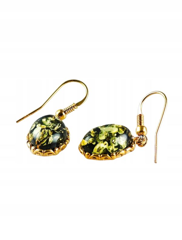 Kolczyki srebrne pozłacane z bursztynem - wiszące