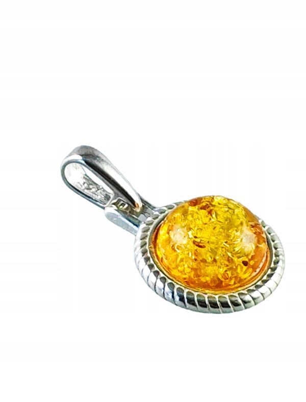 WISIOREK SREBRNY Z BURSZTYNEM BAŁTYCKIM ZAWIESZKA OKRĄGŁY SREBRO 925