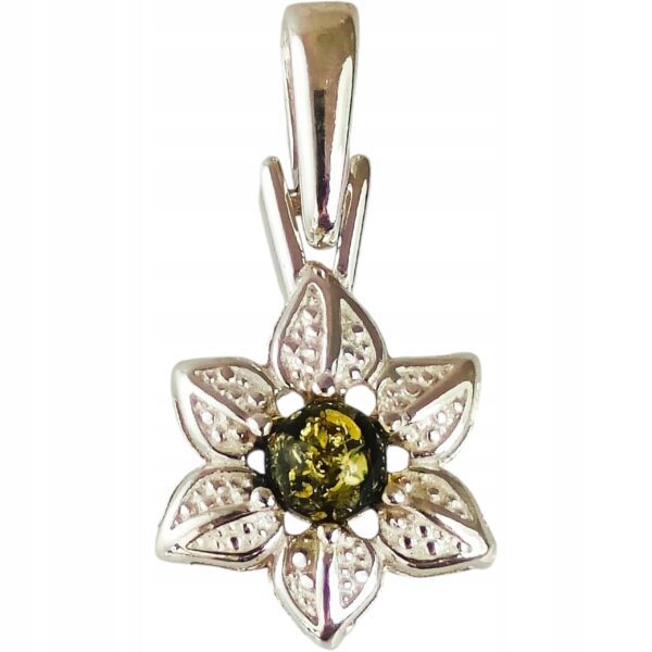 WISIOREK SREBRNY z Bursztynem Srebro 925 Śliczny KWIATEK