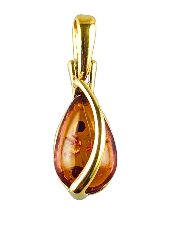 Wisiorek ZŁOTY z CERTYFIKOWANYM Bursztynem DELIKATNY Srebro Pozłacane 925