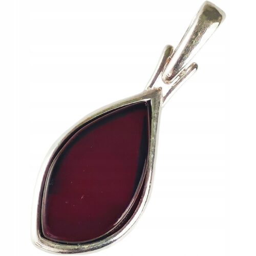 Wisiorek Srebrny z Bursztynem Bałtyckim LISTEK srebro 925