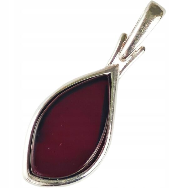 Wisiorek Srebrny z Bursztynem Bałtyckim LISTEK srebro 925