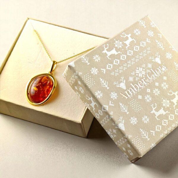 WISIOREK ZŁOTY Z CERTYFIKOWANYM BURSZTYNEM ZAWIESZKA SREBRO POZŁACANE 925