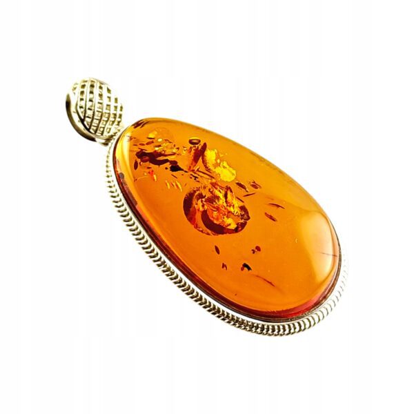 WISIOREK SREBRNY z CERTYFIKOWANYM Bursztynem NIEPOWTARZALNY SREBRO 925