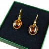 Kolczyki srebrne pozłacane z bursztynem - wiszące