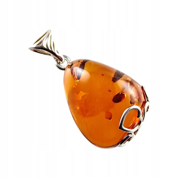 WISIOREK SREBRNY z CERTYFIKOWANYM Bursztynem NIEPOWTARZALNY SREBRO 925