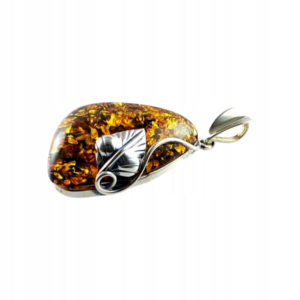 WISIOREK SREBRNY z CERTYFIKOWANYM Bursztynem NIEPOWTARZALNY SREBRO 925