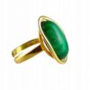 Pierścionek złoty regulowany z dużym malachitem - Srebro pozłacane 925 - Piękny elegancki
