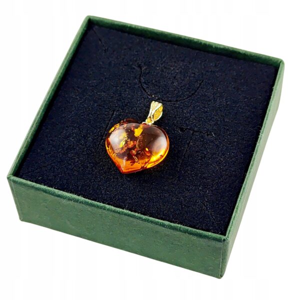 WISIOREK ZŁOTY z CERTYFIKOWANYM Bursztynem SERCE SERDUSZKO Srebro Pozłacane