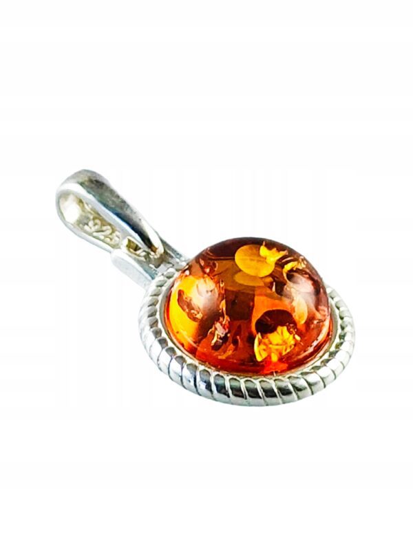 WISIOREK SREBRNY Z BURSZTYNEM BAŁTYCKIM ZAWIESZKA OKRĄGŁY SREBRO 925