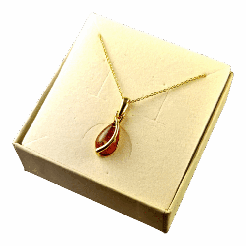 Wisiorek ZŁOTY z CERTYFIKOWANYM Bursztynem DELIKATNY Srebro Pozłacane 925