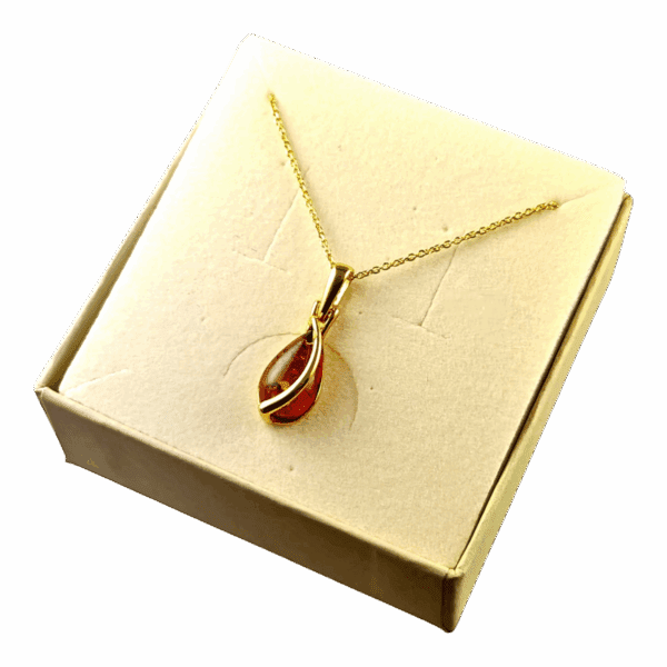 Wisiorek ZŁOTY z CERTYFIKOWANYM Bursztynem DELIKATNY Srebro Pozłacane 925