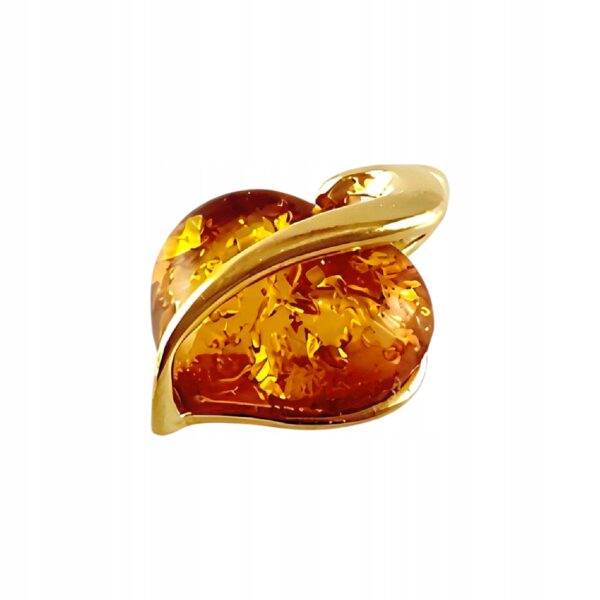Wisiorek złoty serce serduszko z bursztynem - Srebro pozłacane 925