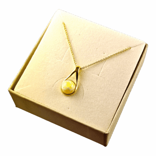 Wisiorek złoty z bursztynem - srebro pozłacane 925 - delikatny śliczny