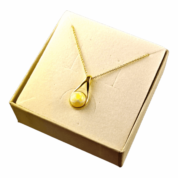 Wisiorek złoty z bursztynem - srebro pozłacane 925 - delikatny śliczny