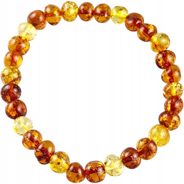 BRANSOLETKA z CERTYFIKOWANYM BURSZTYNEM Naturalna na Gumce Piękna ŚLICZNA