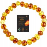 BRANSOLETKA z CERTYFIKOWANYM BURSZTYNEM Naturalna na Gumce Piękna ŚLICZNA