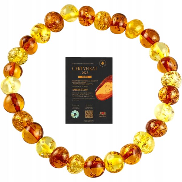 9411f1efebbb0fe6b1abad714e11e5a4.jpg BRANSOLETKA z CERTYFIKOWANYM BURSZTYNEM Naturalna na Gumce Piękna ŚLICZNA