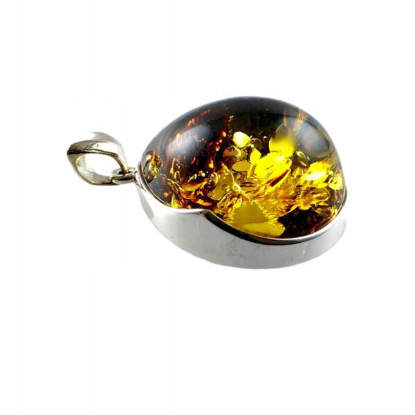 WISIOREK SREBRNY z CERTYFIKOWANYM Bursztynem NIEPOWTARZALNY SREBRO 925