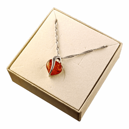 Wisiorek Serce srebrny z bursztynem Bałtyckim SERCE SREBRO 925