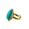 Pierścionek złoty z dużym turkusem - Srebro pozłacane 925 - Piękny elegancki