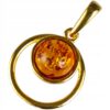 WISIOREK ZŁOTY ZAWIESZKA Z BURSZTYNEM OKRĄGŁY POZŁACANY SREBRO NA PREZENT