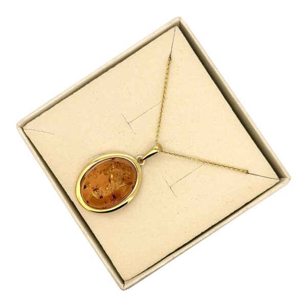 WISIOREK ZŁOTY Z CERTYFIKOWANYM BURSZTYNEM ZAWIESZKA SREBRO POZŁACANE 925