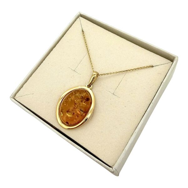 WISIOREK ZŁOTY Z CERTYFIKOWANYM BURSZTYNEM ZAWIESZKA SREBRO POZŁACANE 925