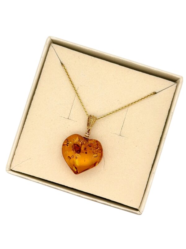 IMG_1298-Photoroom WISIOREK ZŁOTY z CERTYFIKOWANYM Bursztynem SERCE SERDUSZKO Srebro Pozłacane