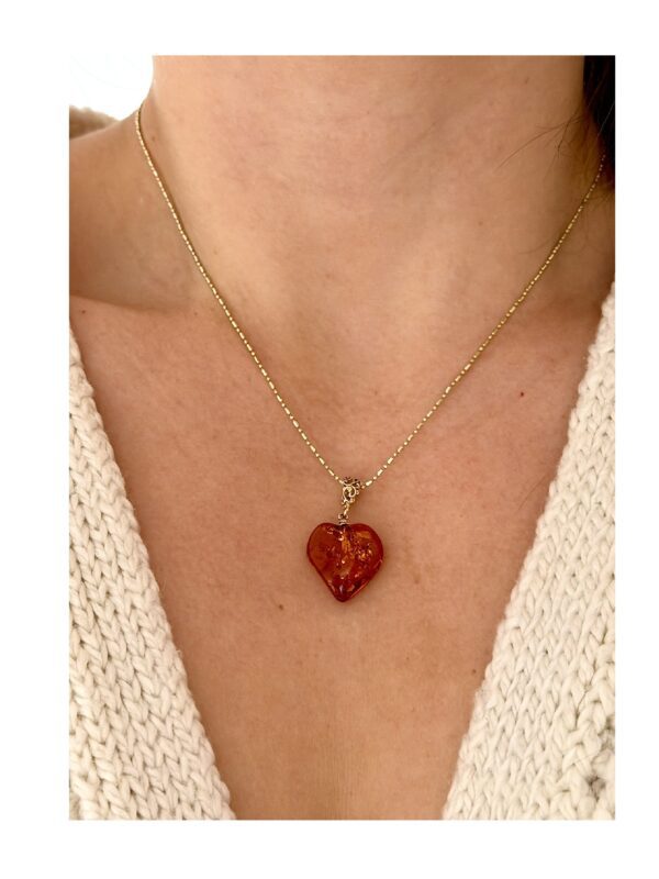 IMG_1377 Serce SERDUSZKO Wisiorek Z CERTYFIKOWANEGO bursztynu pozłacane Srebro 925