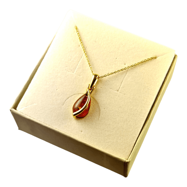 Wisiorek ZŁOTY z CERTYFIKOWANYM Bursztynem DELIKATNY Srebro Pozłacane 925