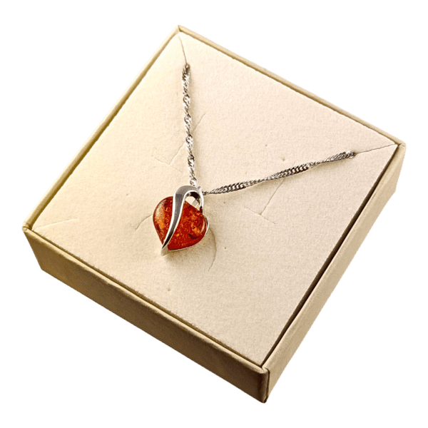 Wisiorek Serce srebrny z bursztynem Bałtyckim SERCE SREBRO 925