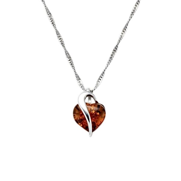 Wisiorek Serce srebrny z bursztynem Bałtyckim SERCE SREBRO 925