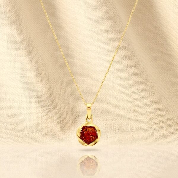 Wisiorek Srebrny z Bursztynem Bałtyckim Złoty Pozłacany Srebro