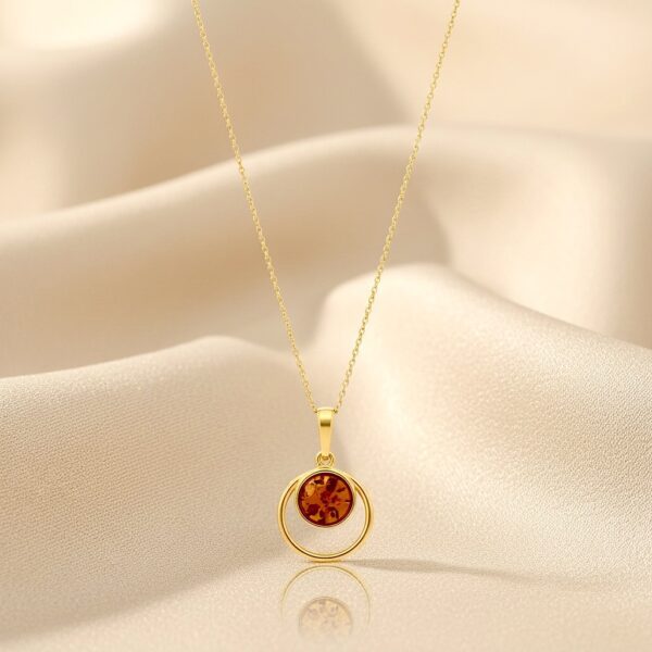 WISIOREK ZŁOTY ZAWIESZKA Z BURSZTYNEM OKRĄGŁY POZŁACANY SREBRO NA PREZENT