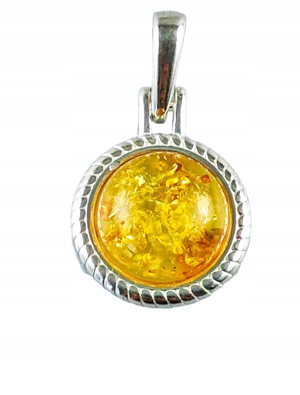 WISIOREK SREBRNY Z BURSZTYNEM BAŁTYCKIM ZAWIESZKA OKRĄGŁY SREBRO 925
