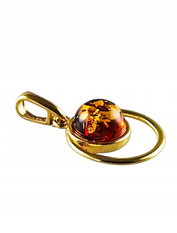 WISIOREK ZŁOTY ZAWIESZKA Z BURSZTYNEM OKRĄGŁY POZŁACANY SREBRO NA PREZENT