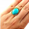 Pierścionek złoty z dużym turkusem - Srebro pozłacane 925 - Piękny elegancki