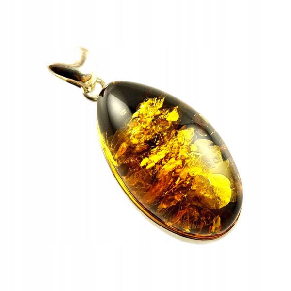 WISIOREK SREBRNY z CERTYFIKOWANYM Bursztynem NIEPOWTARZALNY SREBRO 925