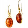 Kolczyki srebrne pozłacane z bursztynem - wiszące