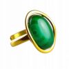 Pierścionek złoty regulowany z dużym malachitem - Srebro pozłacane 925 - Piękny elegancki